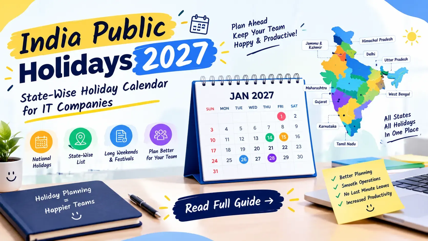 India Public Holidays 2027 — Complete List + How to Add Them to Your Leave System